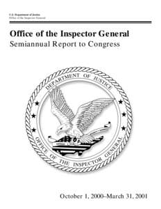 Semiannual Report to Congress: October 1, 2000 – March 31, 2001