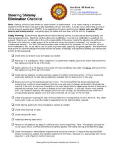 Iron Rock Off Road, Inc.  Steering Shimmy Elimination Checklist[removed]