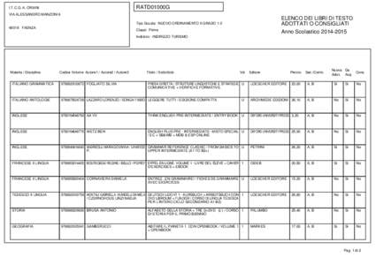 RATD01000G  I.T.C.G. A. ORIANI VIA ALESSANDRO MANZONI 6  ELENCO DEI LIBRI DI TESTO