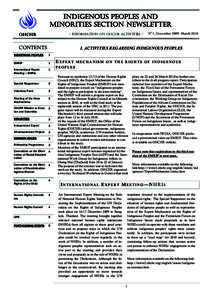 Universal Periodic Review / Working Group on Indigenous Populations / United Nations Human Rights Council / Declaration on the Rights of Indigenous Peoples / Minority rights / National human rights institutions / Office of the United Nations High Commissioner for Human Rights / Special Rapporteur / Committee on the Rights of the Child / Human rights / United Nations / Ethics