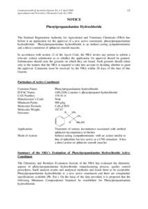 Phenylpropanolamine Hydrochloride - APVMA Gazette 4, 2 April 2002