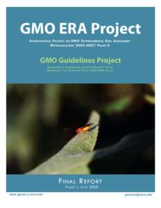 GMO ERA Project I nternational P roject on GMO E nvironmental R isk A ssessment M ethodologiesP hase II GMO Guidelines Project D evelopment of I nternational S cientific B iosafety T esting