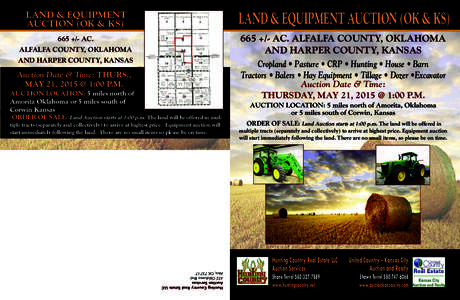 LAND & EQUIPMENT AUCTION (OK & KS) LAND & EQUIPMENT AUCTION (OK & KS)  665 +/- AC.