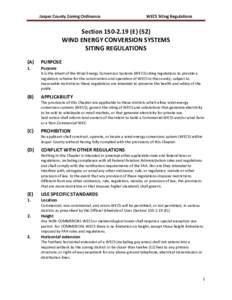 Jasper County Zoning Ordinance  WECS Siting Regulations Section[removed]E[removed]WIND ENERGY CONVERSION SYSTEMS