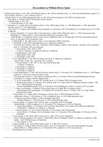 Descendants of William Henry Spain 1 William Henry Spain b: Abt[removed]in Woodchurch, Kent d: Abt[removed]in Tenterden, Kent o 1: 1861 Agricultural labourer, aged 63 o 2: 1841 Labourer, aged 40 o 3: 1871 Labourer, aged 73 .