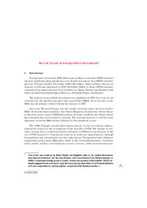 Recent Trends in Foreign Direct Investment* I. Introduction  Foreign direct investment (FDI) inflows and outflows to and from OECD countries