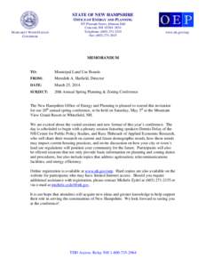 STATE OF NEW HAMPSHIRE OFFICE OF ENERGY AND PLANNING 107 Pleasant Street, Johnson Hall Concord, NH[removed]Telephone: ([removed]Fax: ([removed]