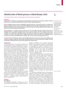 Articles  Global burden of blood-pressure-related disease, 2001 Carlene M M Lawes, Stephen Vander Hoorn, Anthony Rodgers; for the International Society of Hypertension  Summary