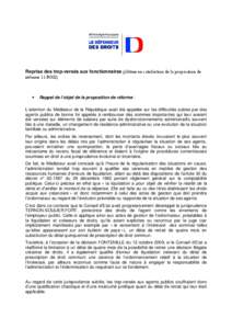 Reprise des trop-versés aux fonctionnaires (clôture en satisfaction de la proposition de réforme 11-R002): •  Rappel de l’objet de la proposition de réforme :