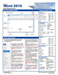 Department of Finance  Word 2010 Microsoft  ®