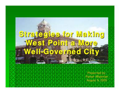 Strategies for Making West Point a More Well-Governed City