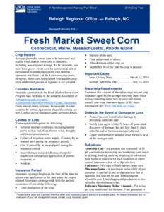 Fresh Market Sweet Corn Crop Insurance in Connecticut, Maine, Massachusetts, and Rhode Island