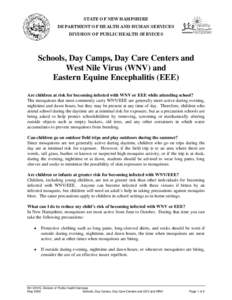 EEE WNV Schools, Day Camps, Centers