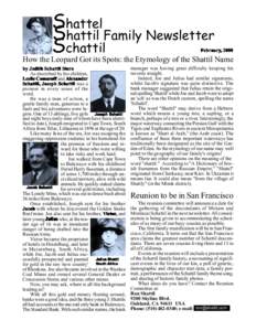 Shattel Shattil Family Newsletter Schattil Februar y, 2000