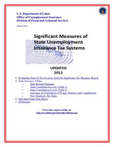 U.S. Department of Labor Office of Unemployment Insurance Division of Fiscal and Actuarial Services March[removed]Significant Measures of 