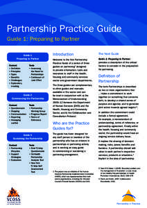 Partnership Practice Guide Guide 1: Preparing to Partner Guide 1 Preparing to Partner Content •	Definition