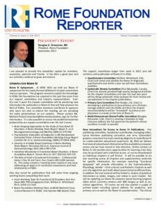 ROME FOUNDATION REPORTER Volume 6, Issue 2, Fall[removed]Rome Foundation Newsletter