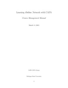 Learning Online Network with CAPA Course Management Manual March 14, 2015  LON-CAPA Group