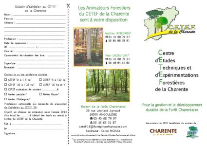   Bulletin d’adhésion au CETEF de la Charente  Les Animateurs Forestiers