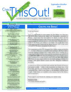 September-October 2011 Newsletter of the Friends of the Library - Ponte Vedra Beach, FL  Upcoming Events
