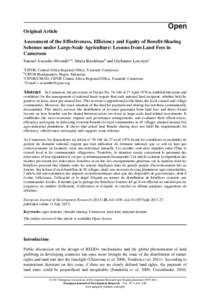 Original Article Assessment of the Effectiveness, Efﬁciency and Equity of Beneﬁt-Sharing Schemes under Large-Scale Agriculture: Lessons from Land Fees in Cameroon Samuel Assembe-Mvondoa,*, Maria Brockhausb and Guilla