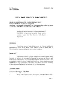 For discussion on 24 April 2009 FCR[removed]ITEM FOR FINANCE COMMITTEE