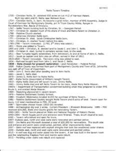 [removed]Nellis Tavern Timeline[removed]Christian Nellis, Sr. obtained 650 acres on Lot #12 of Harrison Patent. Built log cabin and Ft. Nellis near Mohawk River[removed]Christian Nellis, Jr. born. He became a grist miller