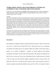 Title: Community Development and Empowerment Research in Rural Ghana and Indigenous Australia: Some Implications for Substance Misuse and Violence Preventative Policies and Programs