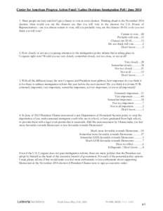 Center for American Progress Action Fund / Latino Decisions Immigration Poll / June[removed]Many people are busy and don’t get a chance to vote in every election. Thinking ahead to the November 2014 election, what woul