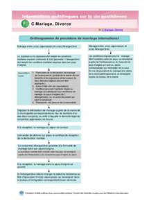 Informations multilingues sur la vie quotidienne C Mariage, Divorce C Mariage, Divorce Ordinogramme de procédure de marriage international Mariage entre un(e) Japonais(e) et un(e) étranger(ère)