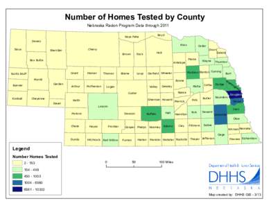 Number of Homes Tested by County Nebraska Radon Program Data through 2011 Dawes Sioux