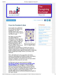 NAC News: Highlights from Winter 2016! The Caregiving