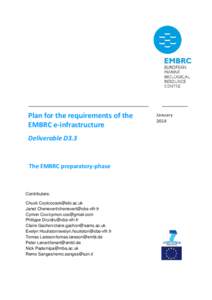 Plan for the requirements of the EMBRC e-infrastructure Deliverable D3.3 The EMBRC preparatory-phase