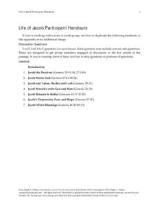 Life of Jacob Participant Handouts   1   