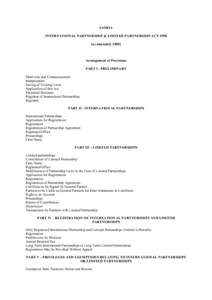 SAMOA INTERNATIONAL PARTNERSHIP & LIMITED PARTNERSHIP ACTas amended, 2005) Arrangement of Provisions PART I - PRELIMINARY