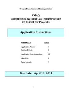 Oregon Department of Transportation  CMAQ Compressed Natural Gas Infrastructure 2014 Call for Projects Application Instructions