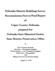 Nebraska Historic Buildings Survey   Reconnaissance Survey Final Report