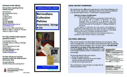 Bermudiana Collection Policies 2009.pub