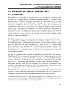 MARICOPA SUN SOLAR COMPLEX HABITAT CONSERVATION PLAN Draft Environmental Impact Statement Chapter 2.0 Proposed Action and Alternatives 2.0 PROPOSED ACTION AND ALTERNATIVES 2.1