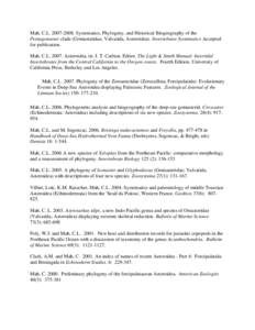 Mah, C.L[removed]Systematics, Phylogeny, and Historical Biogeography of the Pentagonaster clade (Goniasteridae, Valvatida, Asteroidea). Invertebrate Systematics Accepted for publication. Mah, C.L[removed]Asteroidea, i