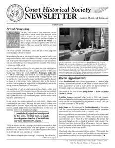 Court Historical Society  NEWSLETTER Eastern District of Tennessee