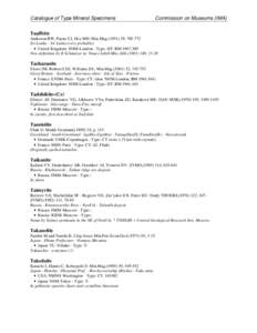 Catalogue of Type Mineral Specimens  Commission on Museums (IMA) Taaffeite Anderson BW, Payne CJ, Hey MH: Min.Mag[removed], [removed]