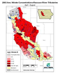 2003 Ave. Nitrate Concentrations-Raccoon River Tributaries April - August Clay  Palo Alto