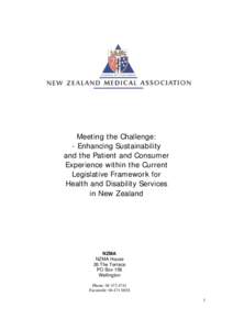 Meeting the Challenge: - Enhancing Sustainability and the Patient and Consumer Experience within the Current Legislative Framework for Health and Disability Services
