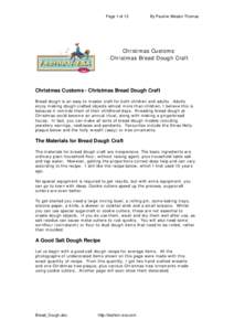 Page 1 of 13  By Pauline Weston Thomas Christmas Customs Christmas Bread Dough Craft