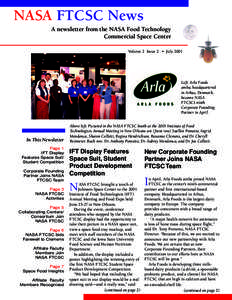 NASA FTCSC News A newsletter from the NASA Food Technology Commercial Space Center Volume 2 Issue 2 • July[removed]Left: Arla Foods