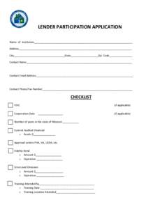 Microsoft Word[removed]LENDER PARTICIPATION APPLICATION