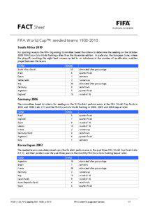 FACT Sheet FIFA World Cup™: seeded teams[removed]South Africa 2010