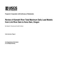 Review of Klamath River Total Maximum Daily Load Models from Link River Dam to Keno Dam, Oregon