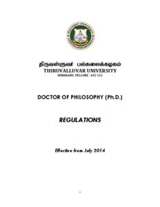 jpUts;StH gy;fiyf;fofk; THIRUVALLUVAR UNIVERSITY SERKKADU, VELLORE[removed]DOCTOR OF PHILOSOPHY (Ph.D.)